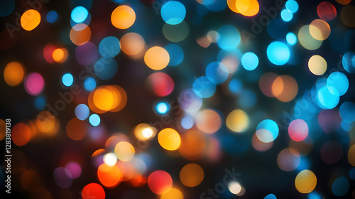 Photo of multiple colored bokeh lights on a black background
