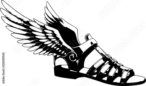 talaria shoes or winged boots illustration hand drawn isolated vector
