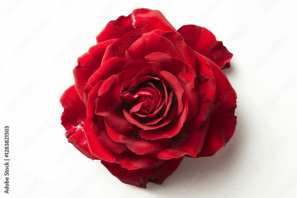 Vivid red rose on white background. Neural network AI generated Vivid red rose on white background. Neural network AI generated