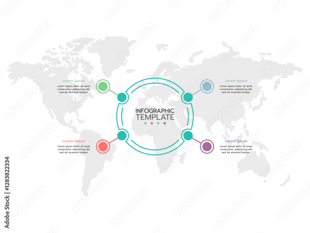Business infographic. Organization chart with 4 options. Vector template.
