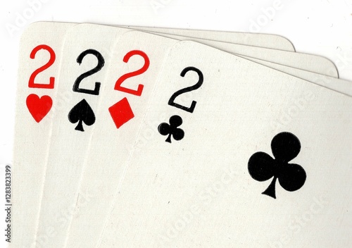 Canvas Print Close up of a hand of vintage playing cards