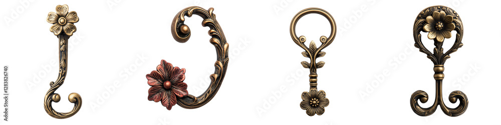 Beautifully crafted bronze floral and leaf inspired decorative accents featuring an intricate ornate design with elegant vintage style scrolls swirls and filigree elements Beautifully crafted bronze floral and leaf inspired decorative accents featuring an intricate ornate design with elegant vintage style scrolls swirls and filigree elements