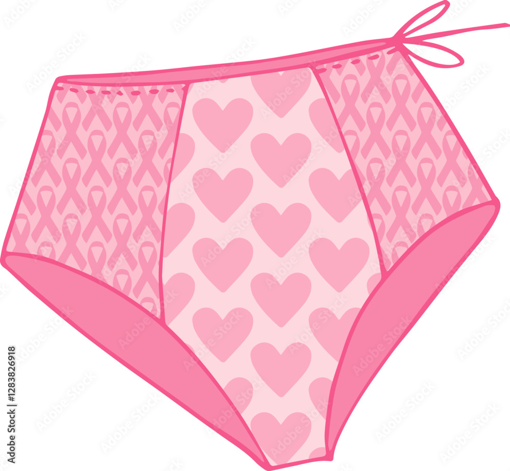 Culotte avec motif de coeurs et ruban rose