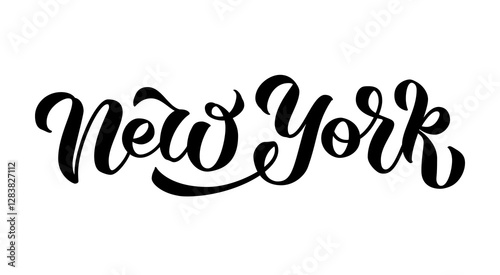 New York Brush Lettering. Hand Written Phrase NY. Typography Design for T-shirt, Gift Card, Posters, Souvenirs, Stickers. Isolated Vector Illustration