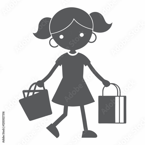 Shopping girl vector silhouette vector illustration
