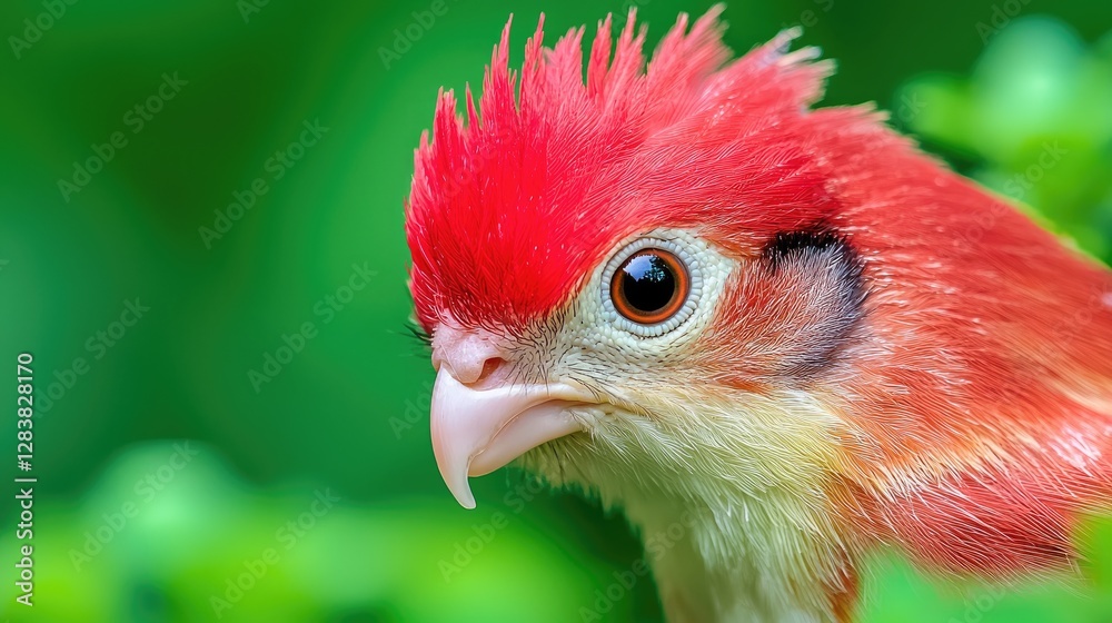 Fototapeta premium Red-crested Cardinal Portrait, Jungle Background, Wildlife