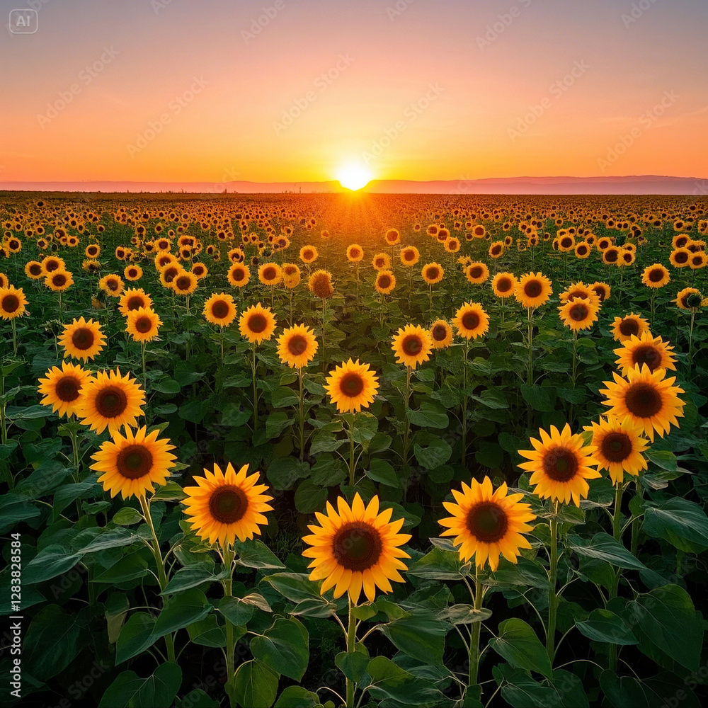 Fototapeta premium sunflower field in the morning