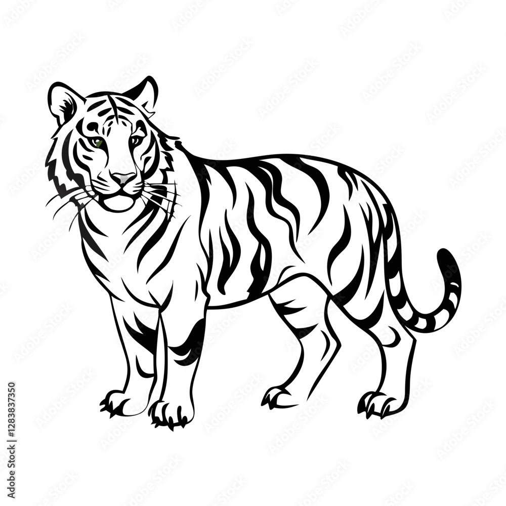 Fototapeta premium Stylish Tiger Silhouette Design for Nature-Inspired Projects