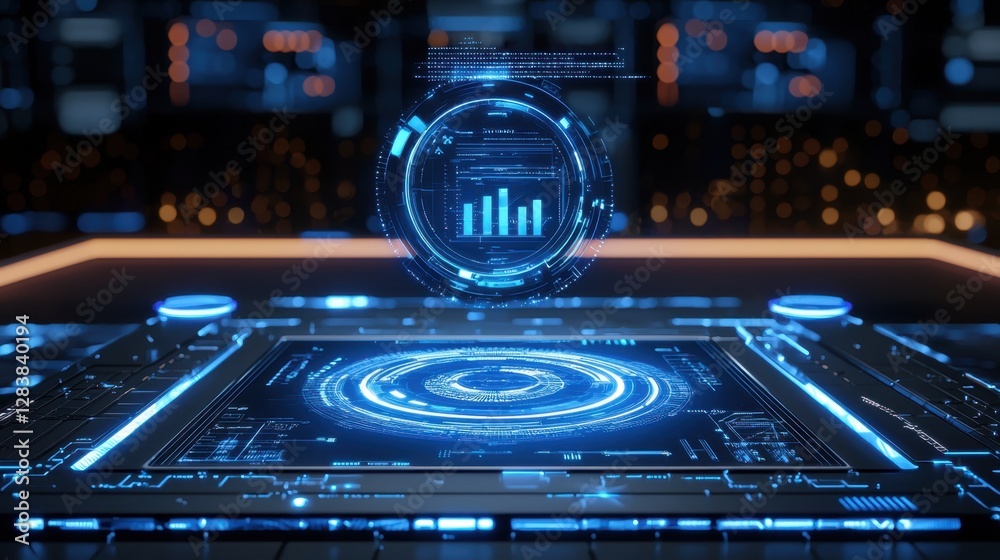 Futuristic Data Visualization and Analysis Interface with Digital Graphs and Glowing Elements in a Modern Space Futuristic Data Visualization and Analysis Interface with Digital Graphs and Glowing Elements in a Modern Space