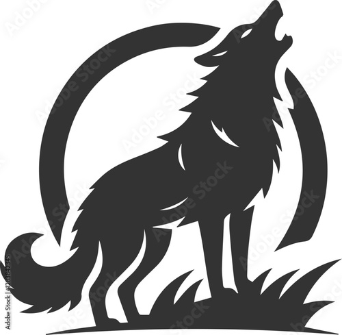 A wolf howling after catching prey vector animal silhouette