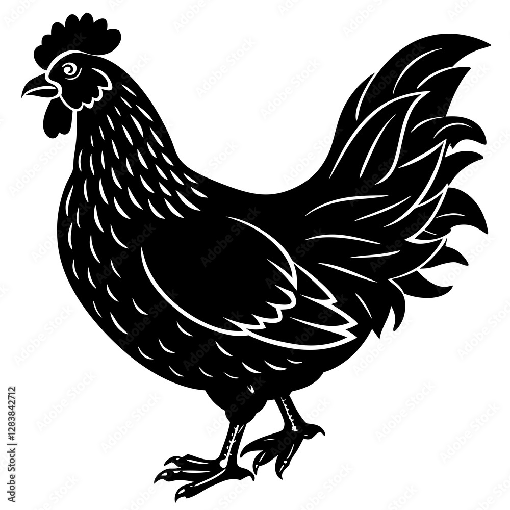 Black Chicken Outline: Rustic Farmhouse Design Black Chicken Outline: Rustic Farmhouse Design