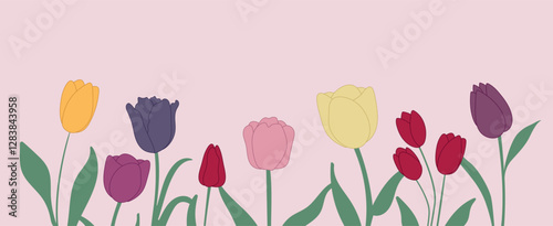 lovely flowers, tulips. background for March 8, birthday, spring, March, April, May. vector graphics.