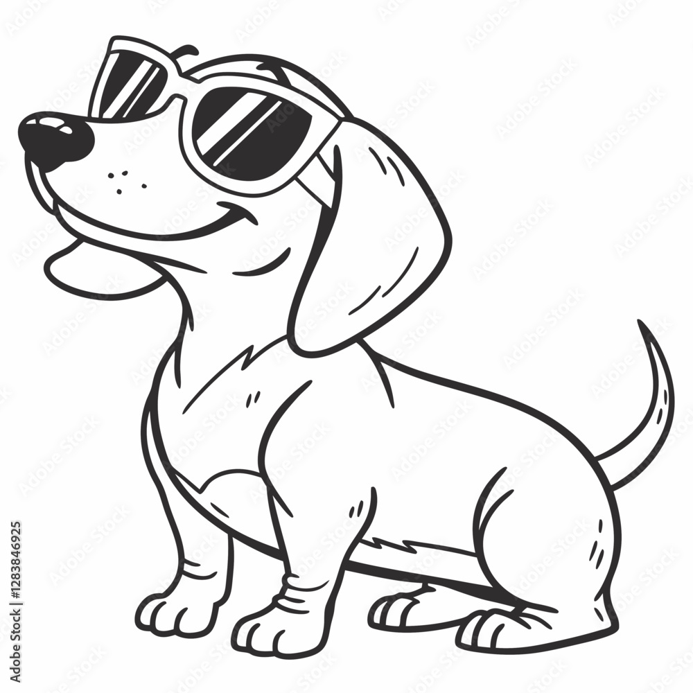 Cool Dachshund Vector Illustration – Stylish Dog with Sunglasses Cool Dachshund Vector Illustration – Stylish Dog with Sunglasses