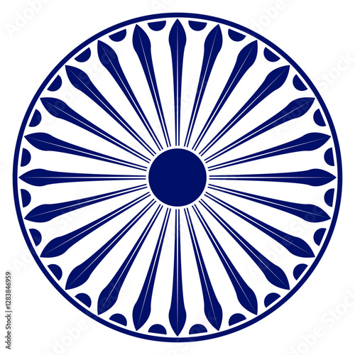 Wheel icon isolated over white background.Wheel with spokes vector icon.Modern ashok chakra graphic element icon isolated over white background.Chakra wheel with twenty four spokes.