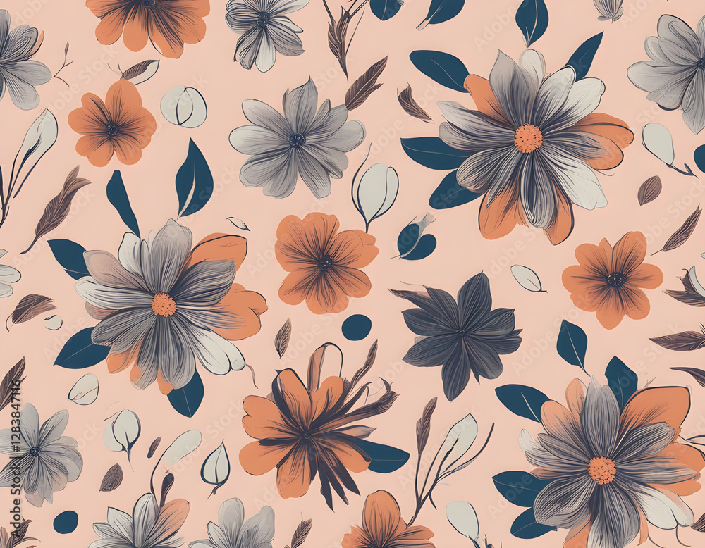 Obraz premium Seamless pattern with abstract flowers. Great for fabric, textile. Vector background.