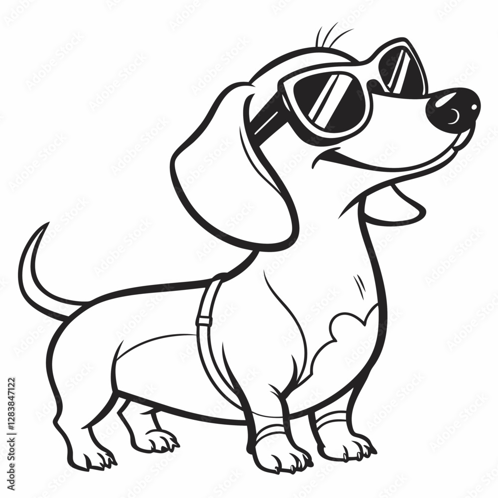 Swag Dachshund with Bandana and Shades – High-Quality Vector Art Swag Dachshund with Bandana and Shades – High-Quality Vector Art