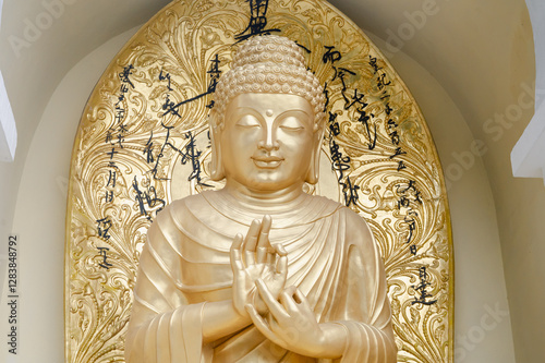 Golden Buddha statue, Peace Pagoda, Darjeeling, India