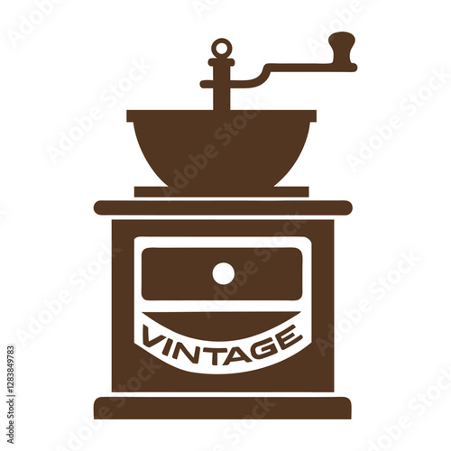Minimalist Vintage Coffee Grinder Logo Design.