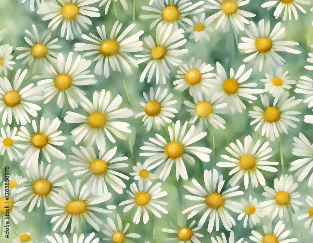 watercolor Tiny daisy-like fleabane wildflower clusters background watercolor Tiny daisy-like fleabane wildflower clusters background