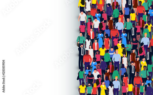 Large group of people on white background. People crowd concept.