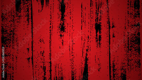 Red background with stains of uneven black paint.