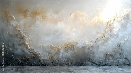 Flowing Water and Ice Under a Dramatic Cloudy Sky