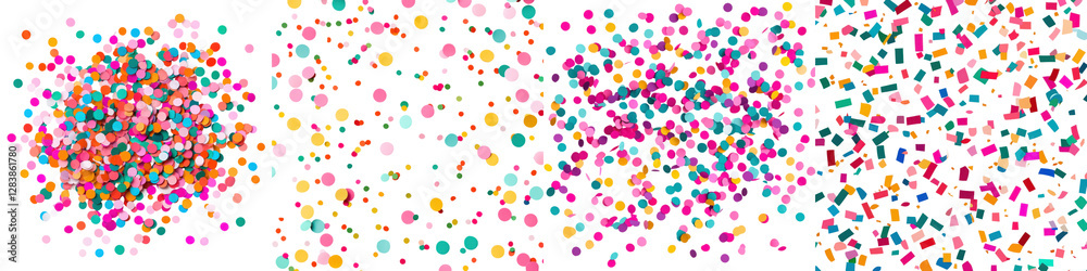 Energetic and dynamic explosion of vibrant multicolored confetti particles scattered across a bright digital background This abstract contemporary design creates a festive Energetic and dynamic explosion of vibrant multicolored confetti particles scattered across a bright digital background This abstract contemporary design creates a festive