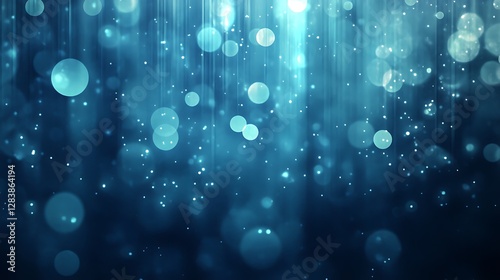 Beautiful blue background shows floating circles of different sizes and color