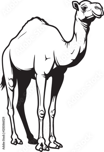  Vector Outline Illustration of a Camel