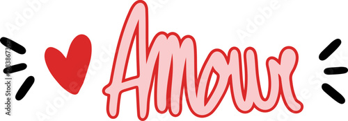 Texte décoratif "Amour" avec un coeur