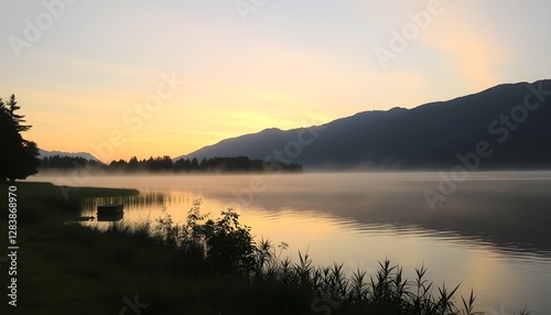 湖畔の朝
