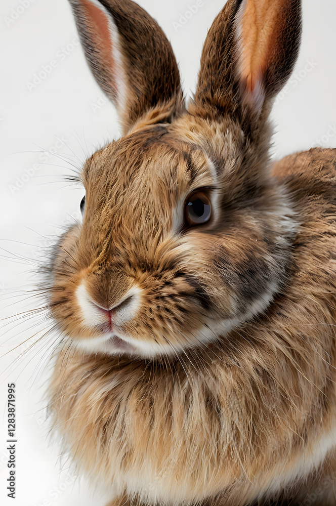 Obraz premium Adorable Bunny: A close-up portrait of a charming bunny rabbit, with soft brown fur, long ears, and expressive eyes, exuding an irresistible charm.