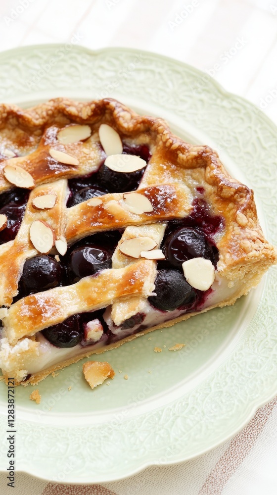 A Slice of Exquisite Blueberry Almond Pie, a Home-Baked Delight A Slice of Exquisite Blueberry Almond Pie, a Home-Baked Delight
