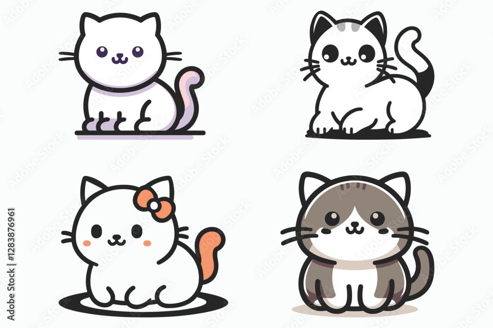 Cat Silhouette Vector Art, Icons 