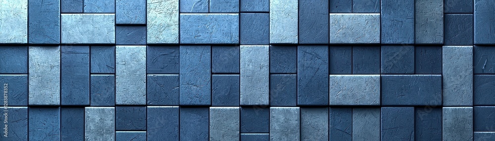 Fototapeta premium Abstract Blue Rectangular Block Wall Texture Background Design