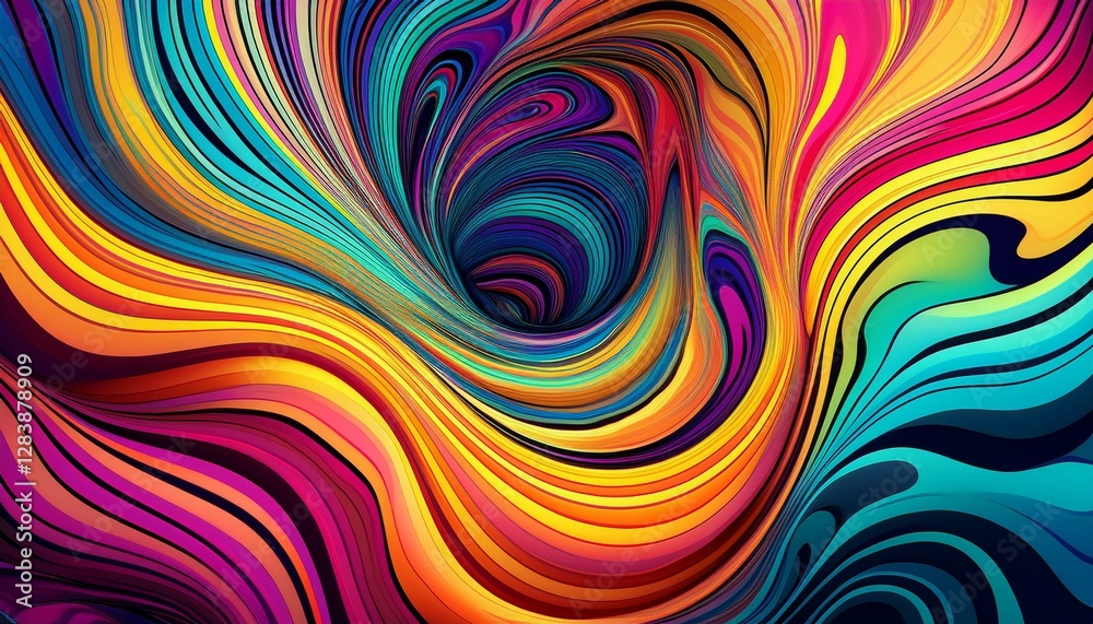Abstract background with optical illusion generative pattern and vibrant fluid psychedelic colors. Generated image Abstract background with optical illusion generative pattern and vibrant fluid psychedelic colors. Generated image
