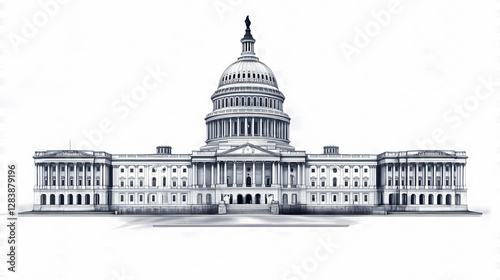 Historic united states capitol building in washington d.c. isolated on transparent background. Nightmarish Shapeshifting Figure. Illustration