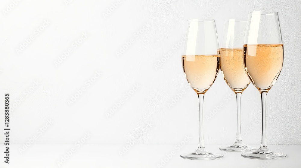 Elegant Glasses of Sparkling Rose Wine on a Minimalist Background Elegant Glasses of Sparkling Rose Wine on a Minimalist Background