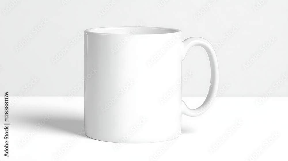 Fototapeta premium Blank White Mug Isolated on a Light Background for Customization and Graphic Design Projects