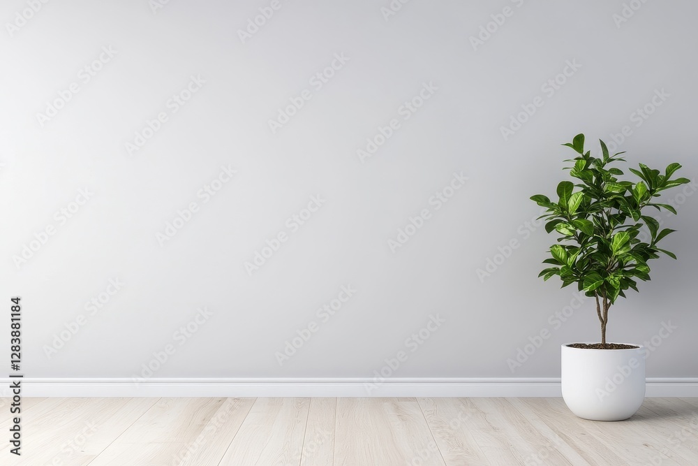 Soft Diagonal Lines Minimalist Wallpaper with Potted Plant Accent Soft Diagonal Lines Minimalist Wallpaper with Potted Plant Accent