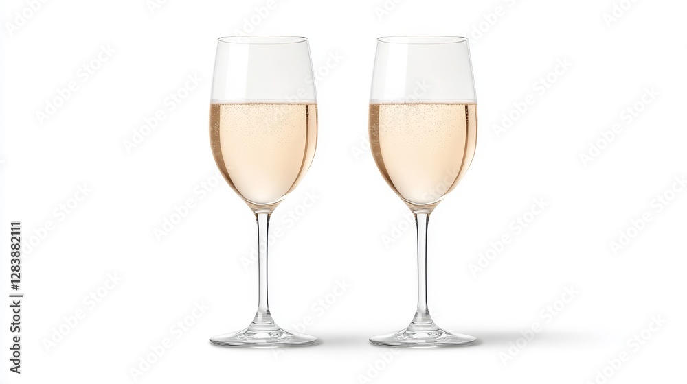 Two Elegant Glasses Filled with Refreshing Sparkling Beverage Two Elegant Glasses Filled with Refreshing Sparkling Beverage