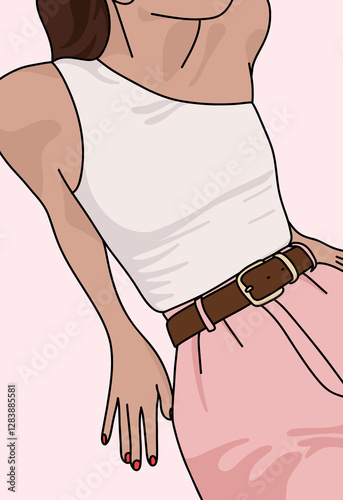 Woman Wearing a White Dress with a Belt