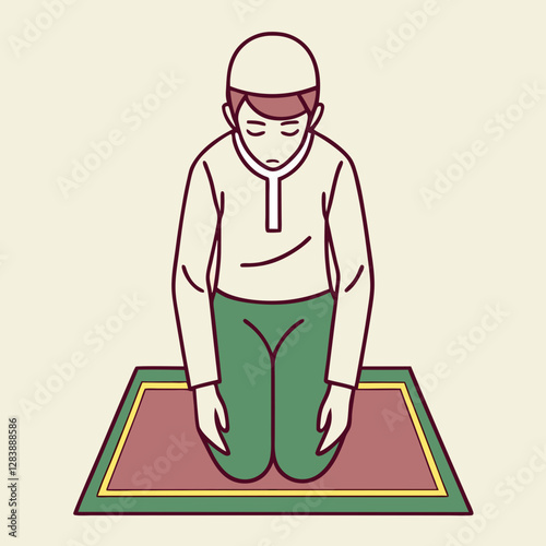 Islamic Prayer Position Icon – Salah Worship Vector