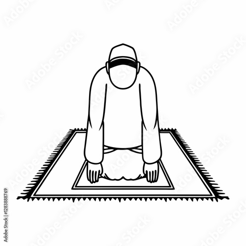 Islamic Prayer Position Icon – Salah Worship Vector