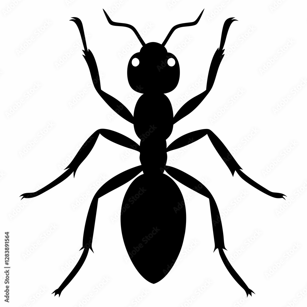 Bold Ant Vector Silhouette in Black, Perfect for Clean Design Bold Ant Vector Silhouette in Black, Perfect for Clean Design