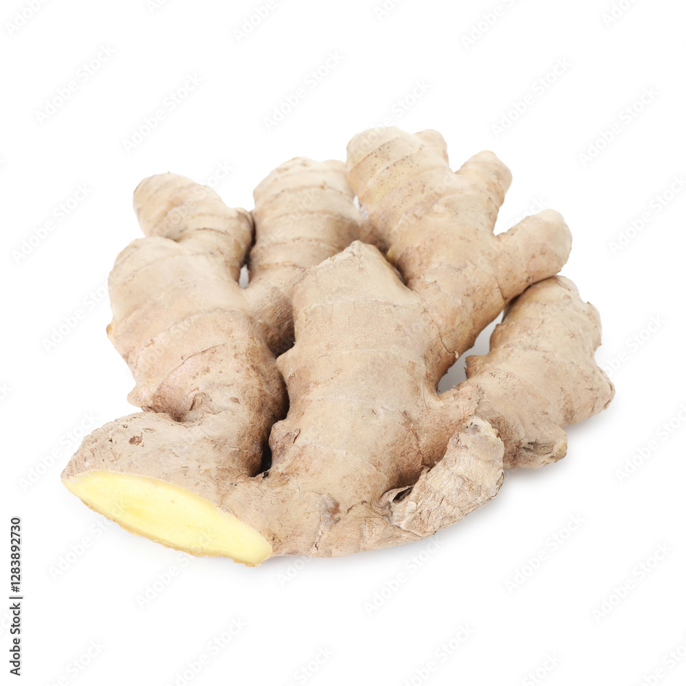 Fresh ginger isolated on white. Root vegetable Fresh ginger isolated on white. Root vegetable