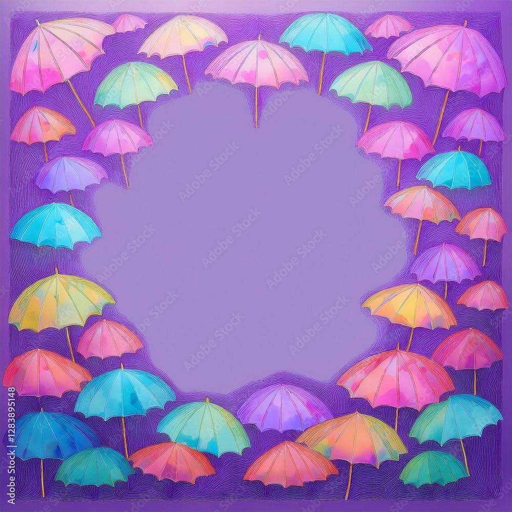 Obraz premium colorful umbrella border frame with copy space