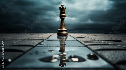 Obraz na płótnie Strategic chess move dramatic urban setting photography moody atmosphere close-up view power and reflection w salonie