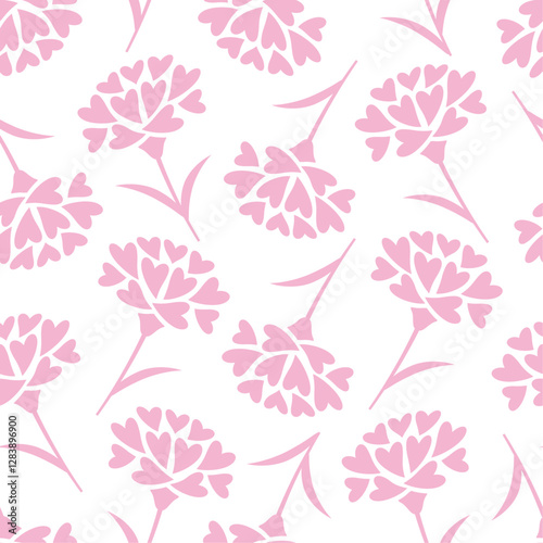 Heart Carnation Seamless Pattern