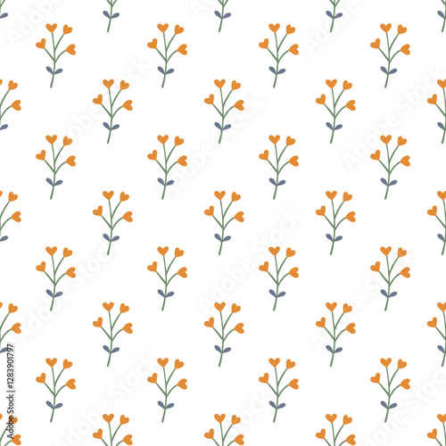 Spring Floral Seamless Pattern, abstract seamless pattern with flowers and branches, background graphic design print vector illustration, vintage colors.